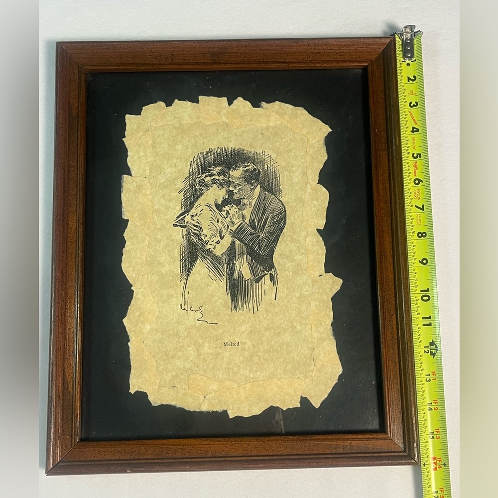 Vintage C Allan Gilbert “Melted” Framed Romantic Couple Art 1900s Signed - Picture 7 of 10